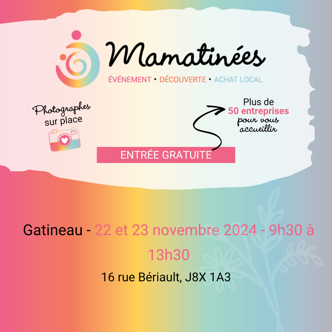 Billet gratuit Mamatinée 22 et 23 novembre 2024 | Gatineau