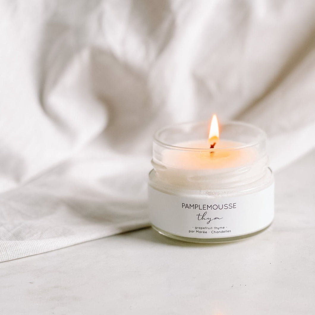 Chandelle de Soya Pamplemousse et Thym - Marée Chandelle