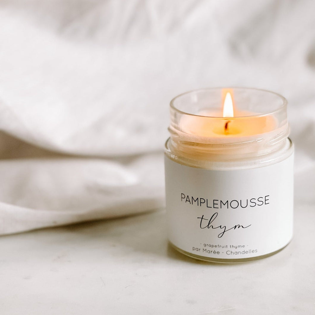 Chandelle de Soya Pamplemousse et Thym - Marée Chandelle
